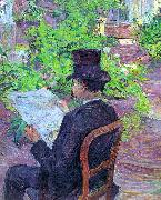 Desire Dihau Reading a Newspaper in the Garden Henri  Toulouse-Lautrec